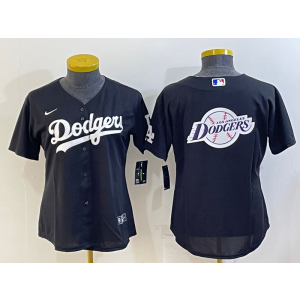 MLB Dodgers Blank Black Baseball Logo Nike Women Jersey