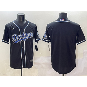 MLB Dodgers Blank Black Blue Nike Cool Base Men Jersey