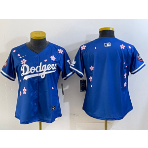 MLB Dodgers Blank Blue 2025 Tokyo Series Nike Cool Base Women Jersey