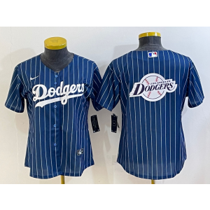 MLB Dodgers Blank Blue Baseball Logo Nike Women Jersey