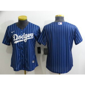 MLB Dodgers Blank Blue Nike Cool Base Women Jersey