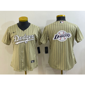 MLB Dodgers Blank Cream Baseball Logo Nike Women Jersey