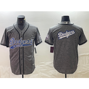 MLB Dodgers Blank Grey Baseball Nike Cool Base Men Jersey
