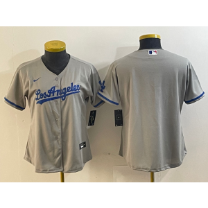 MLB Dodgers Blank Grey Nike Cool Base Women Jersey