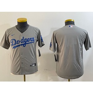 MLB Dodgers Blank Grey Nike Cool Base Youth Jersey