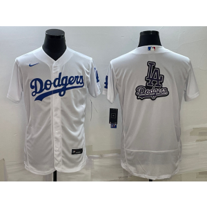 MLB Dodgers Blank White Baseball Logo Nike Flexbase Men Jersey