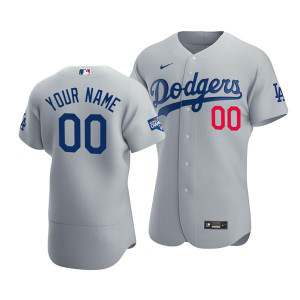 MLB Dodgers Customized Grey 2020 World Series Champions Flexbase Men Jersey