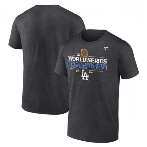 MLB Dodgers Heather Charcoal 2024 World Series Champions Locker Room T-Shirt
