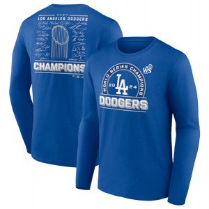 MLB Dodgers Royal 2024 World Series Champions Signature Roster Long Sleeve T-Shirt