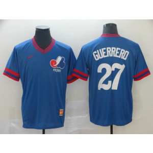 MLB Expos 27 Vladimir Guerrero Blue Nike Cooperstown Collection Legend V-Neck Men Jersey