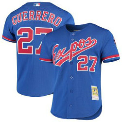 MLB Expos 27 Vladimir Guerrero Blue Throwback Men Jersey