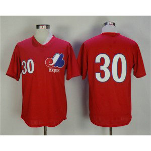 MLB Expos 30 Tim Raines Red 1982 BP Men Jersey