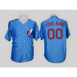 MLB Expos Blue Throwback Customized Men Jersey