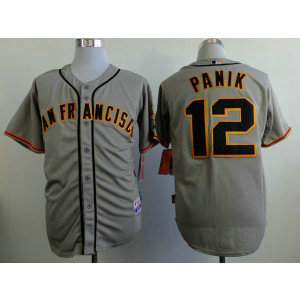 MLB Giants 12 Joe Panik Grey With Gold Color Cool Base Men Jersey