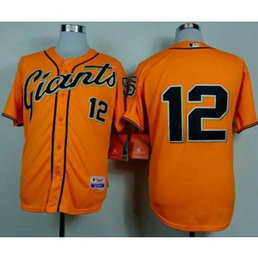 MLB Giants 12 Joe Panik Orange Alternate Cool Base Men Jersey