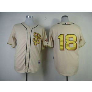 MLB Giants 18 Matt Cain Cream Gold Men Jersey