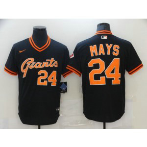 MLB Giants 24 Willie Mays Black Nike Cool Base Men Jersey