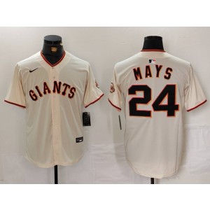 MLB Giants 24 Willie Mays Cream Nike Cool Base Men Jersey
