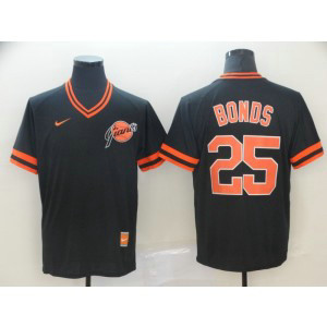 MLB Giants 25 Barry Bonds Black Nike Cooperstown Collection Legend V-Neck Men Jersey