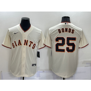 MLB Giants 25 Barry Bonds Cream Nike Cool Base Men Jerseys