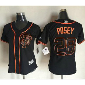 MLB Giants 28 Buster Posey Black Alternate Women Jersey