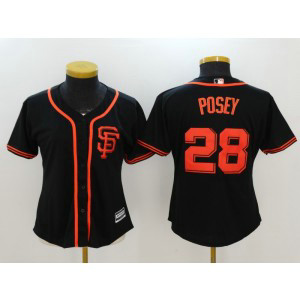 MLB Giants 28 Buster Posey Black Cool Base Women Jersey