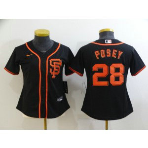 MLB Giants 28 Buster Posey Black Nike Cool Base Women Jersey