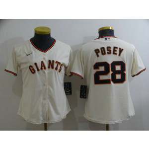 MLB Giants 28 Buster Posey Cream Nike Cool Base Women Jersey