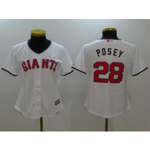 MLB Giants 28 Buster Posey White 2017 Mother's Day Cool Base Women Jersey