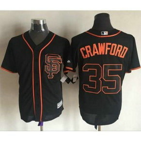 MLB Giants 35 Brandon Crawford Black New Cool Base Alternate Men Jersey