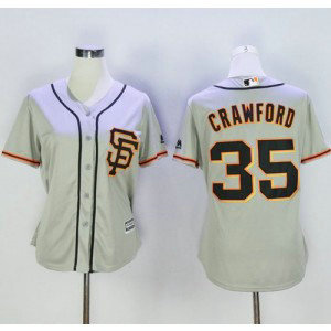 MLB Giants 35 Brandon Crawford Grey Road Women Jersey