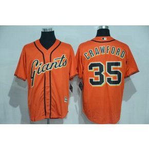 MLB Giants 35 Brandon Crawford Orange New Cool Base Men Jerseys
