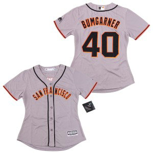 MLB Giants 40 Madison Bumgarner Gray Cool Base Women Jersey