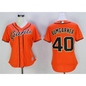 MLB Giants 40 Madison Bumgarner Orange New Cool Base Women Jersey
