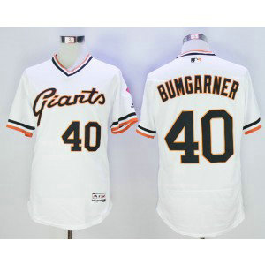 MLB Giants 40 Madison Bumgarner White Throwback Flexbase Men Jersey MLB Giants 40 Madison Bumgarner White Throwback Flexbase Men Jersey