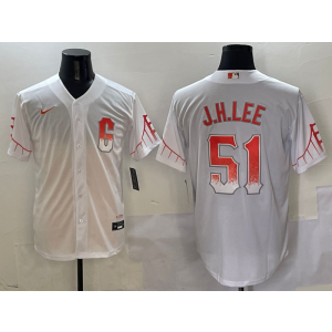 MLB Giants 51 J.H Lee White City Nike Cool Base Men Jersey