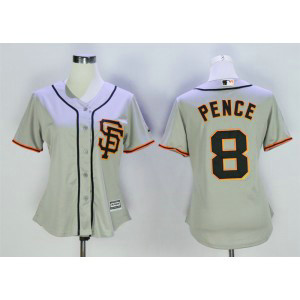 MLB Giants 8 Hunter Pence Grey New Cool Base Road 2 Women Jersey