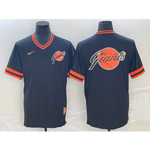 MLB Giants Blank Black Baseball Logo Nike Throwback Men Jersey