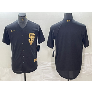 MLB Giants Blank Black Gold Nike Cool Base Men Jersey