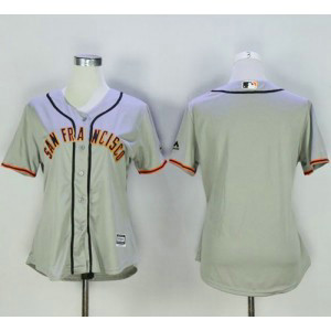 MLB Giants Blank Grey Road Women Jersey