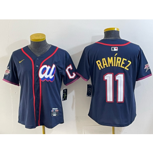 MLB Indians 11 Jose Ramirez Navy 2025 All Star Nike Cool Base Youth Jersey