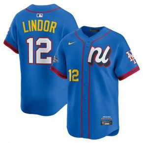 MLB Indians 12 Francisco Lindor Blue National League 2025 All Star Nike Cool Base Men Jersey MLB Indians 12 Francisco Lindor Blue National League 2025 All Star Nike Cool Base Men Jersey