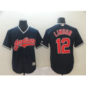 MLB Indians 12 Francisco Lindor Navy Blue New Cool Base Men Jersey MLB Indians 12 Francisco Lindor Navy Blue New Cool Base Men Jersey