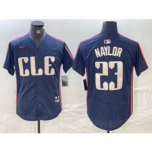 MLB Indians 23 Naylor Navy 2024 City Connect Nike Cool Base Men Jersey
