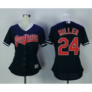 MLB Indians 24 Andrew Miller Navy Blue New Cool Base Women Jersey