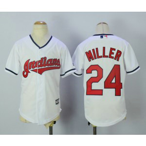 MLB Indians 24 Andrew Miller White New Cool Base Youth Jersey