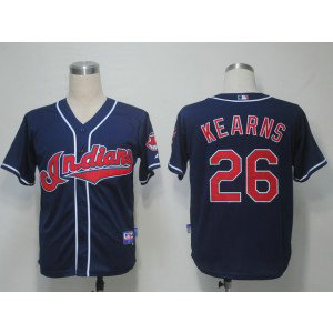 MLB Indians 26 Austin Kearns Navy Blue Cool Base Men Jersey