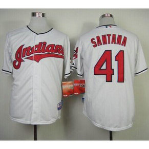 MLB Indians 41 Carlos Santana White Cool Base Men Jersey MLB Indians 41 Carlos Santana White Cool Base Men Jersey