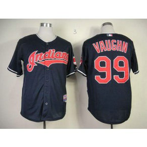 MLB Indians 99 ricky vaughn Navy Blue Cool Base Men Jersey