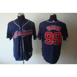 MLB Indians 99 ricky vaughn Navy Blue Cool Base Men Jerseys
